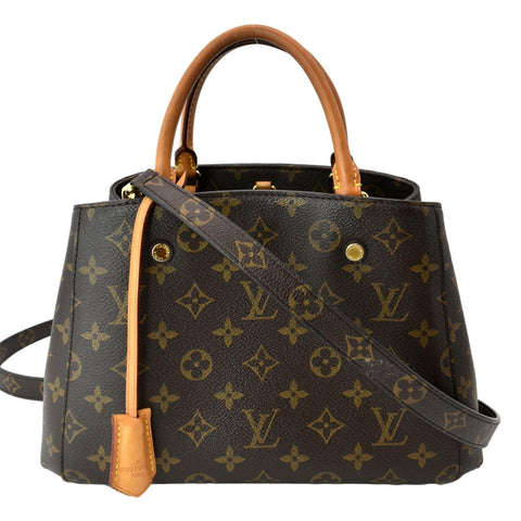LOUIS VUITTON Montaigne BB Monogram Canvas Satchel Bag Brown