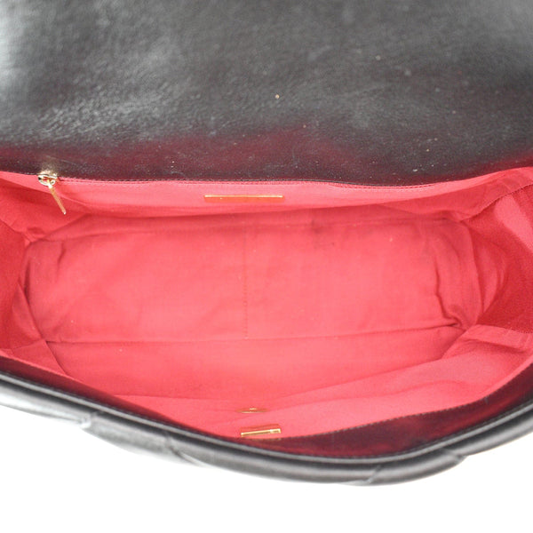 CHANEL 19 Large Flap Quilted Lambskin Leather Shoulder Bag Black