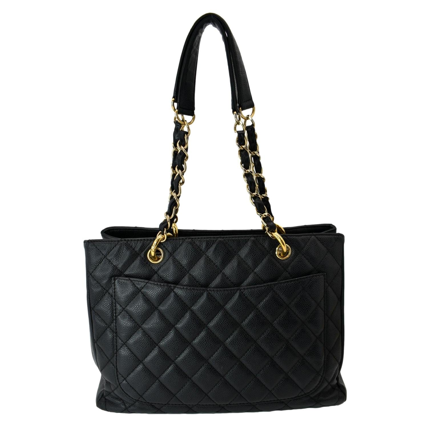 Chanel Grand Shopping Tote GST in black caviar leather with gold har