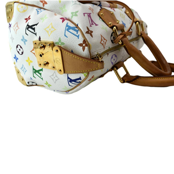 LOUIS VUITTON Speedy 30 Monogram Multicolor Satchel Bag White
