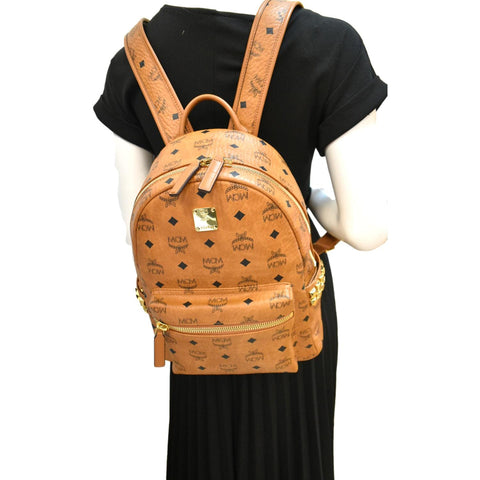 MCM Stark Classic Visetos Canvas Backpack Bag Cognac