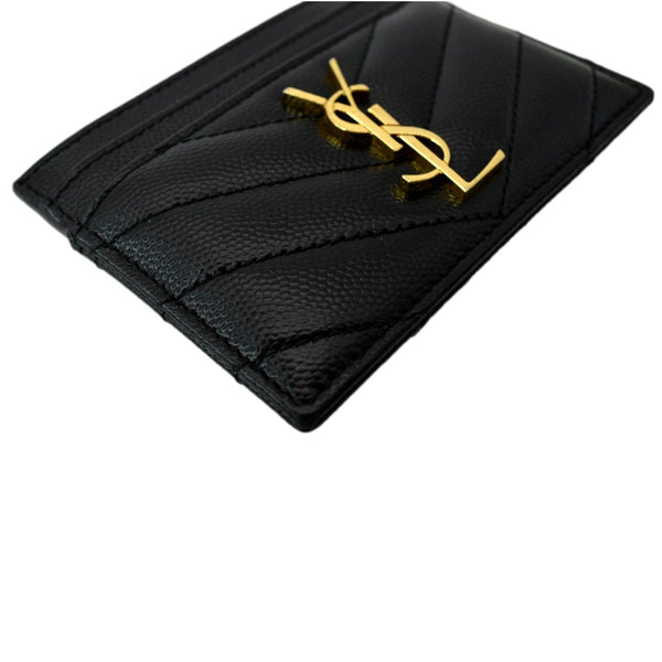 YVES SAINT LAURENT Monogram Grain Leather Card Case Black