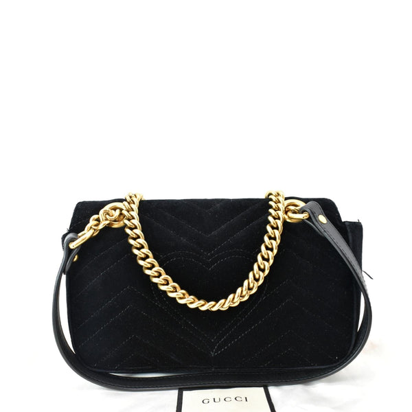 GUCCI GG Marmont Mini Velvet Shoulder Bag Black 446744