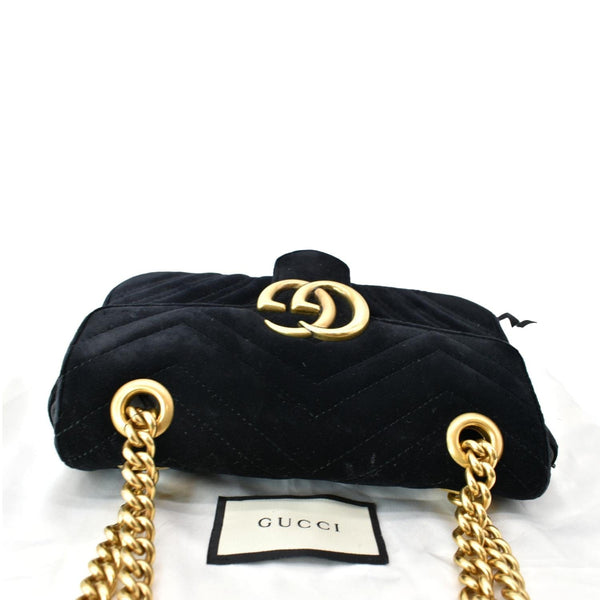 GUCCI GG Marmont Mini Velvet Shoulder Bag Black 446744