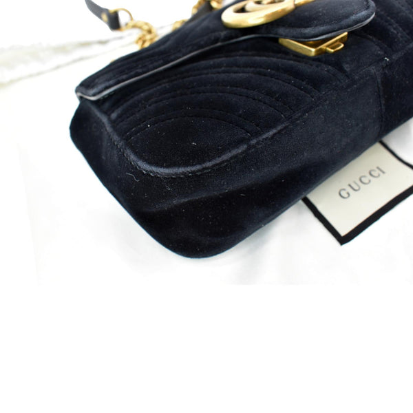 GUCCI GG Marmont Mini Velvet Shoulder Bag Black 446744