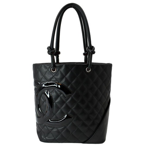 CHANEL Cambon Ligne Quilted Calfskin Leather Tote Bag Black
