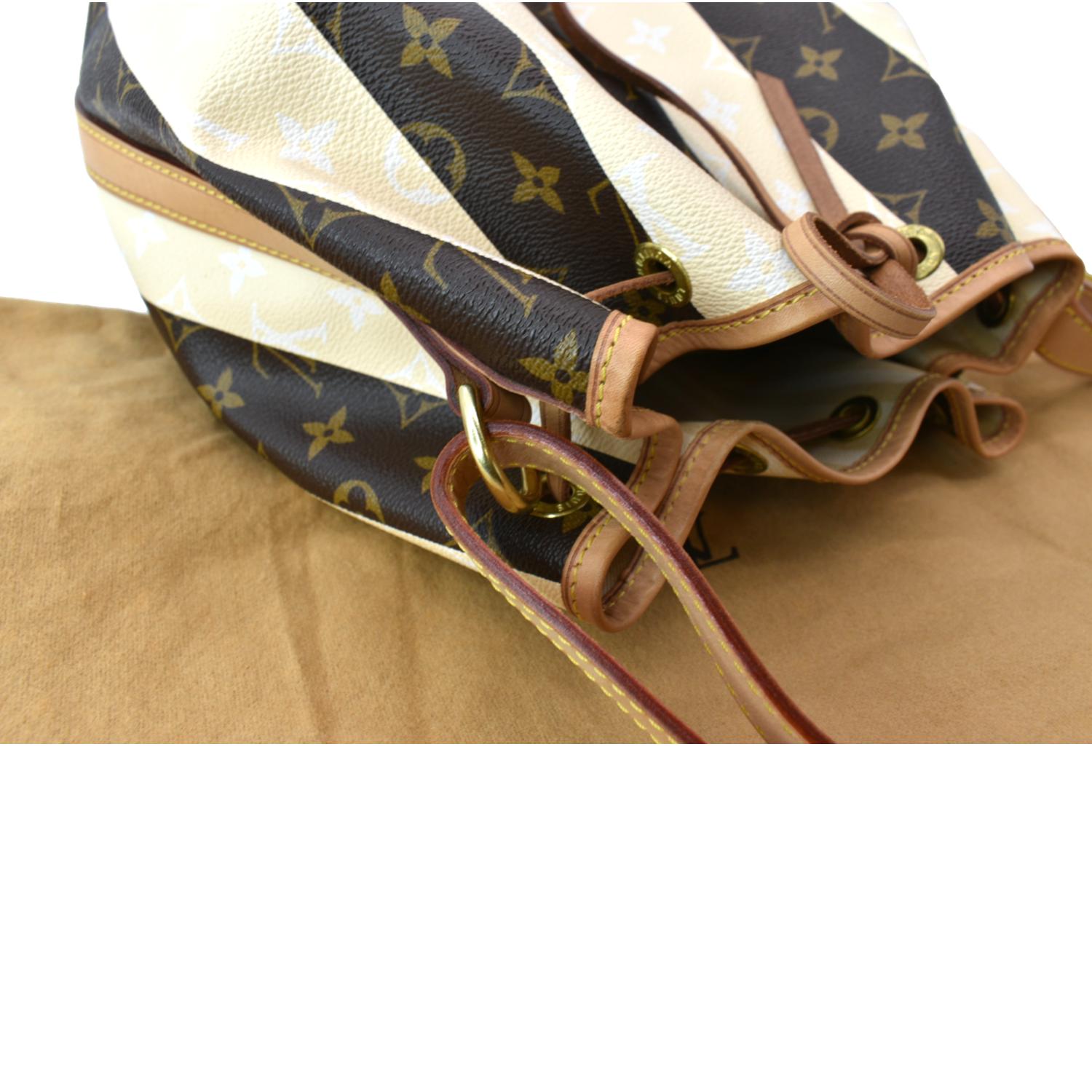 LOUIS VUITTON Monogram Rayure Petit Noe Shoulder Bag M40564 Gold Hardw