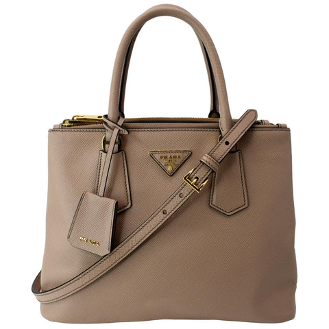 PRADA Double Handle Saffiano Leather Tote Bag Nude Pink