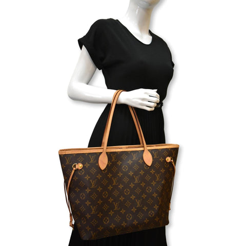 LOUIS VUITTON Neverfull MM Monogram Canvas Tote Bag Brown