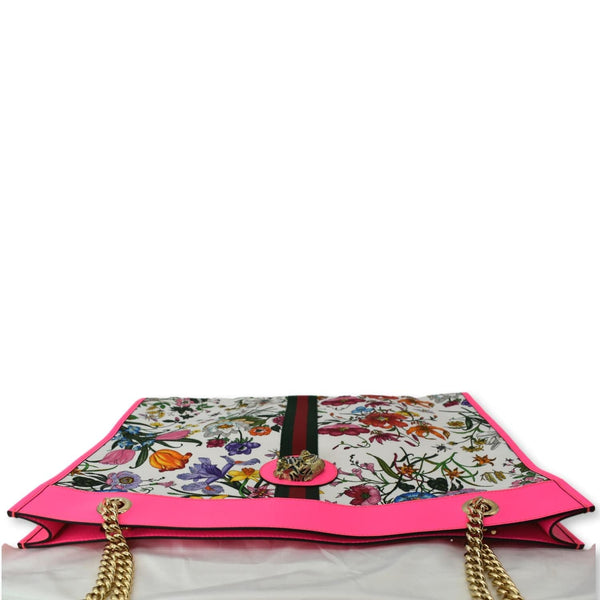 GUCCI Floral Rajah Large Canvas Leather Tote Bag Multicolor 537219