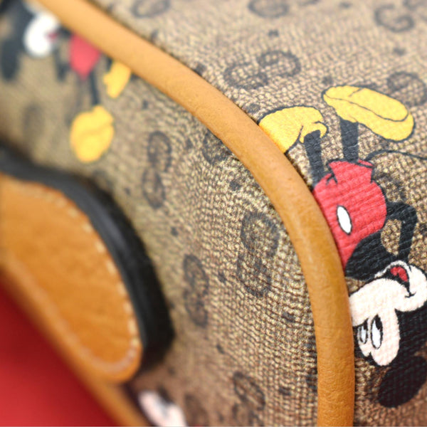 GUCCI x Disney Mickey Mouse GG Supreme Coated Canvas Crossbody Bag Brown 602536
