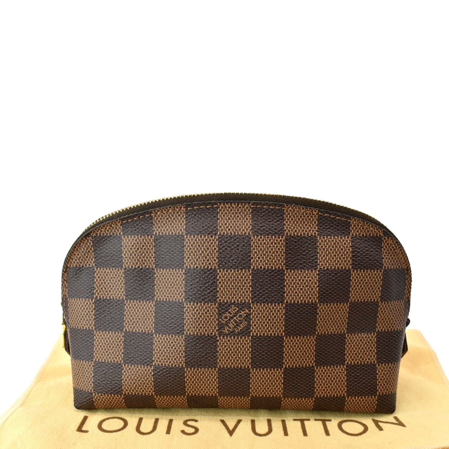 Louis Vuitton Cosmetic Pouch Brown Damier Ebene Canvas Clutch [Guarant
