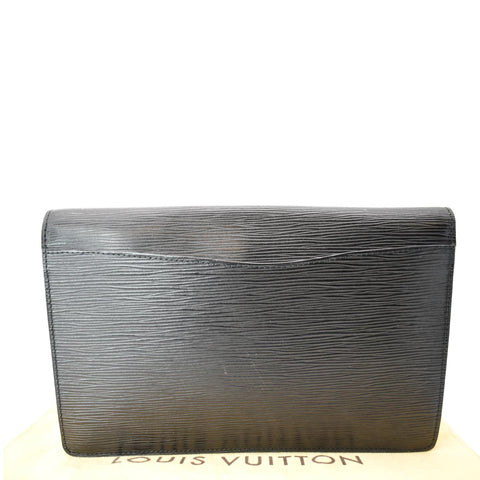 LOUIS VUITTON Montaigne Pochette Epi Leather Clutch Bag Black