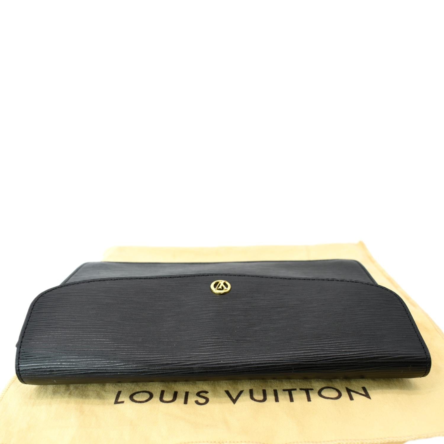 LOUIS VUITTON Montaigne Epi Leather Clutch Bag Black