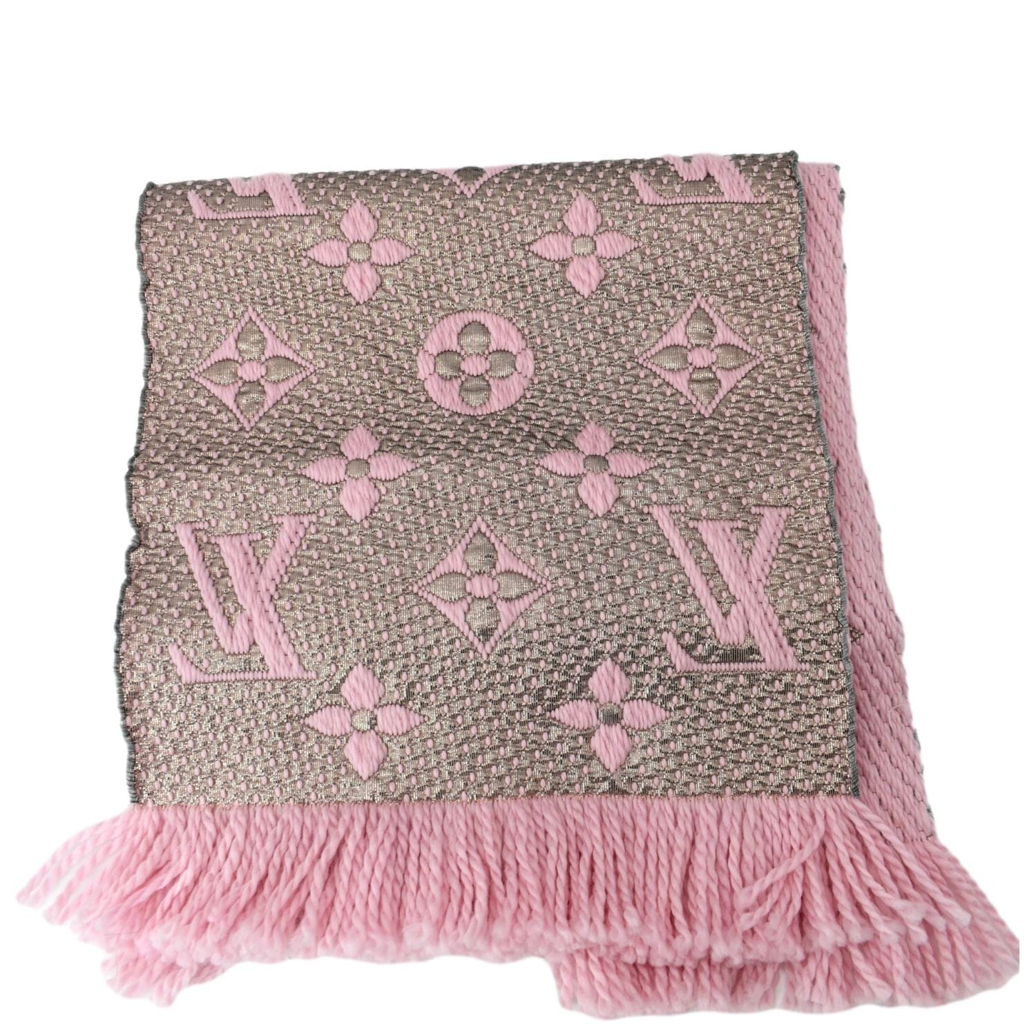LOUIS VUITTON Logomania Pink Wool Silk Scarf