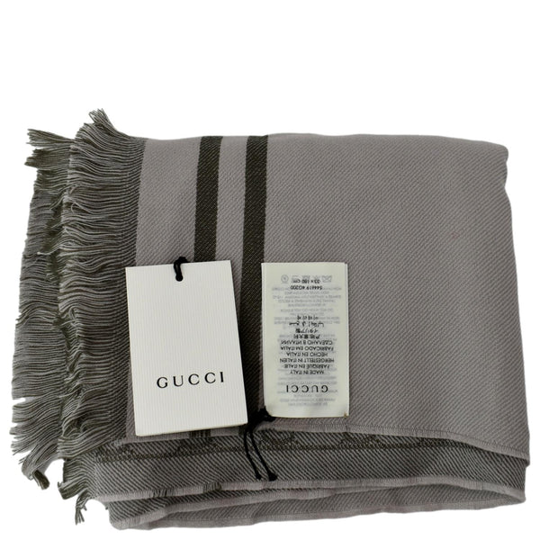 GUCCI GG Scarf Grey Wool 544619