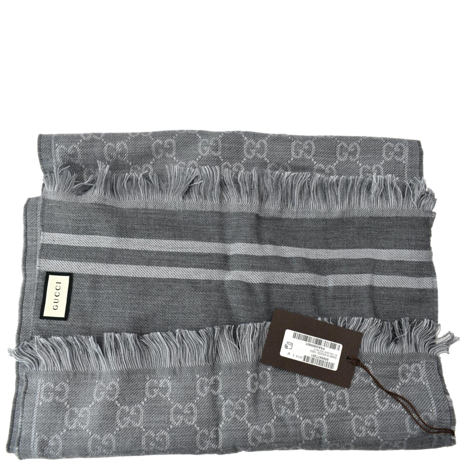 GUCCI Wool Scarf Light Grey