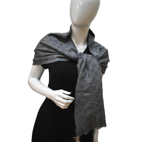 GUCCI Wool Scarf Light Grey