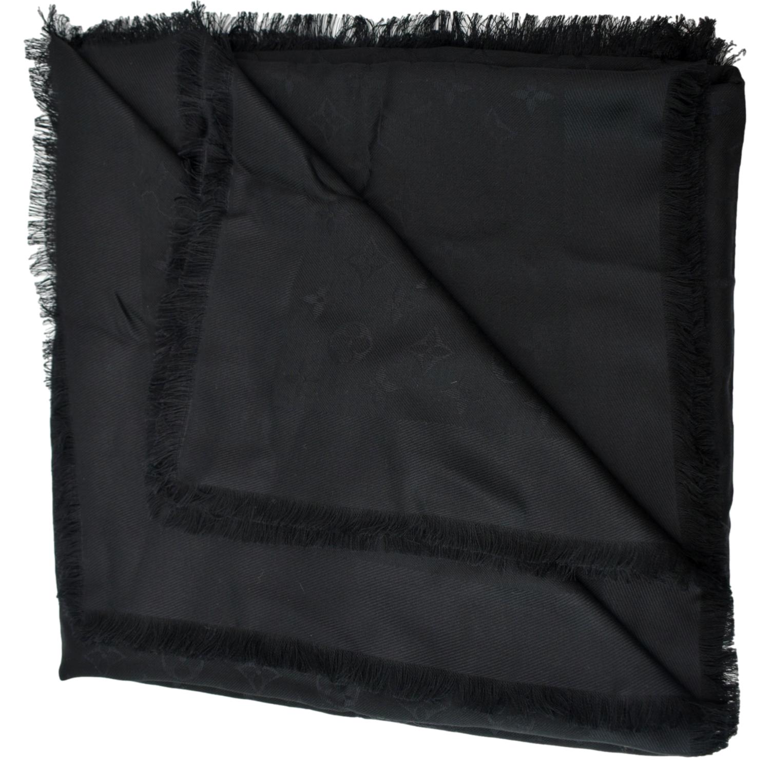 Louis Vuitton Monogram Shawl Black Silk
