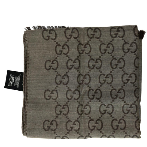GUCCI Brown Wool Silk Shawl Scarf