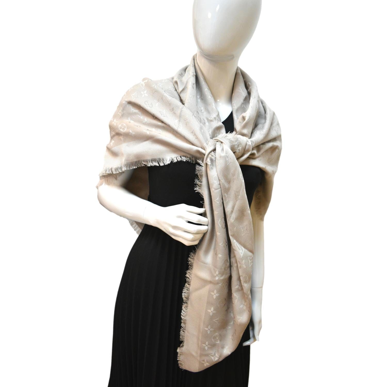 Sold at Auction: Louis Vuitton, Louis Vuitton LV Designer Silk Wool Shawl  2pc LOT