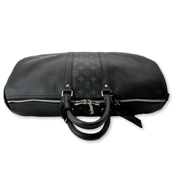 LOUIS VUITTON Keepall 50 Bandouliere Monogram Taiga Leather Travel Bag Black - Hot Deals