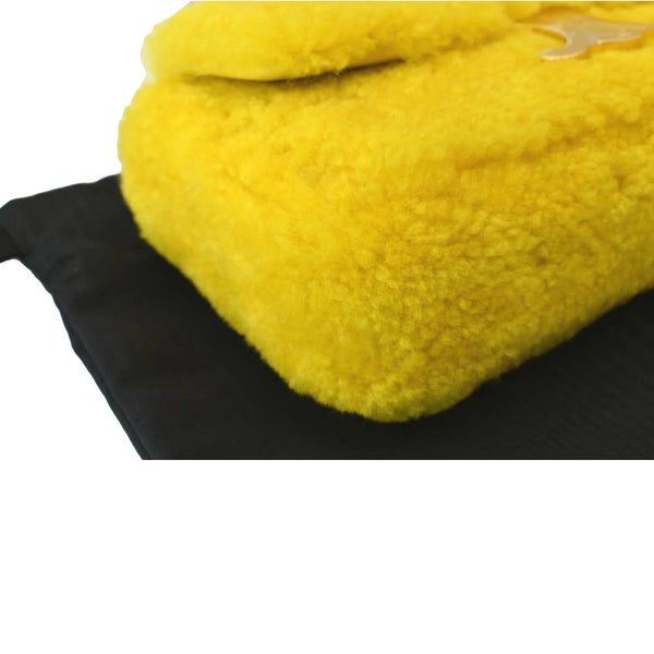 CELINE Triomphe Fluffy Shearling Shoulder Bag Yellow