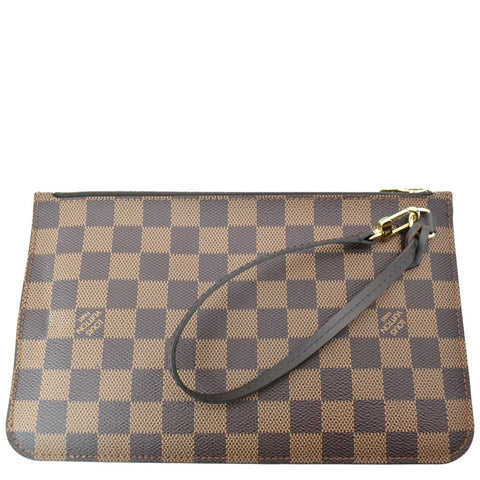 LOUIS VUITTON Neverfull Damier Ebene Pochette Wristlet Pouch Brown