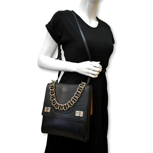 Prada Flap Turn Lock Shoulder Bag Black - Hot Deals