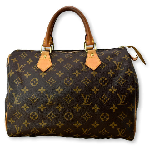 LOUIS VUITTON Speedy 30 Monogram Canvas Satchel Bag Brown
