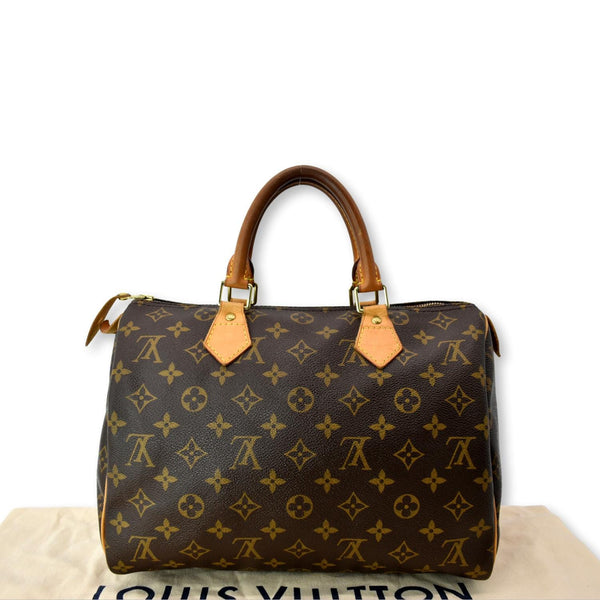LOUIS VUITTON Speedy 30 Monogram Canvas Satchel Bag Brown