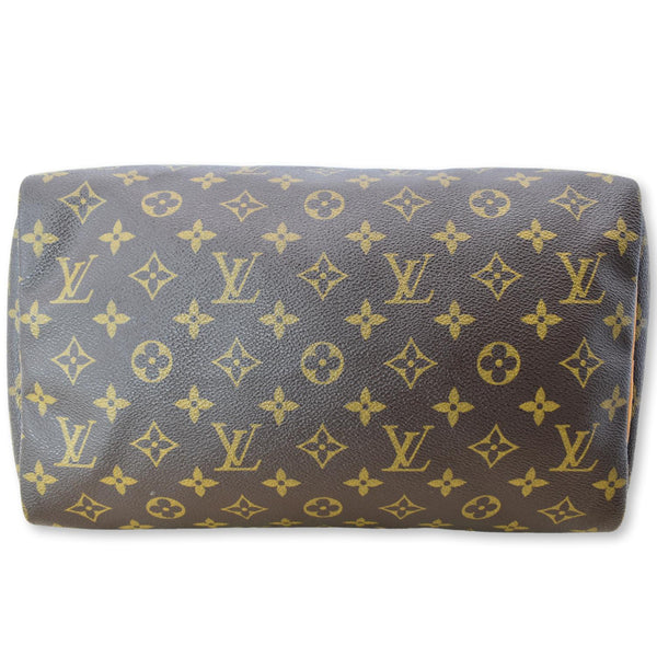 LOUIS VUITTON Speedy 30 Monogram Canvas Satchel Bag Brown