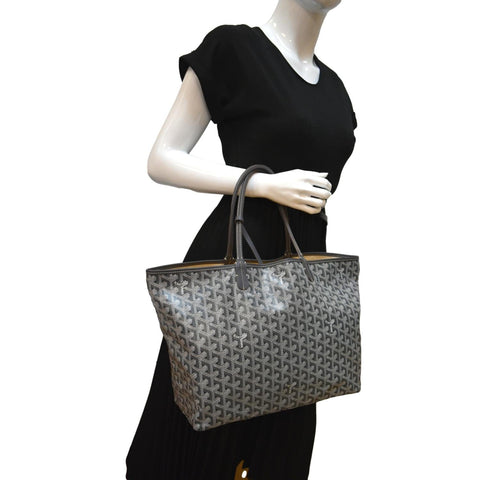 GOYARD Saint Louis PM Chevron Print Canvas Tote Bag Gray