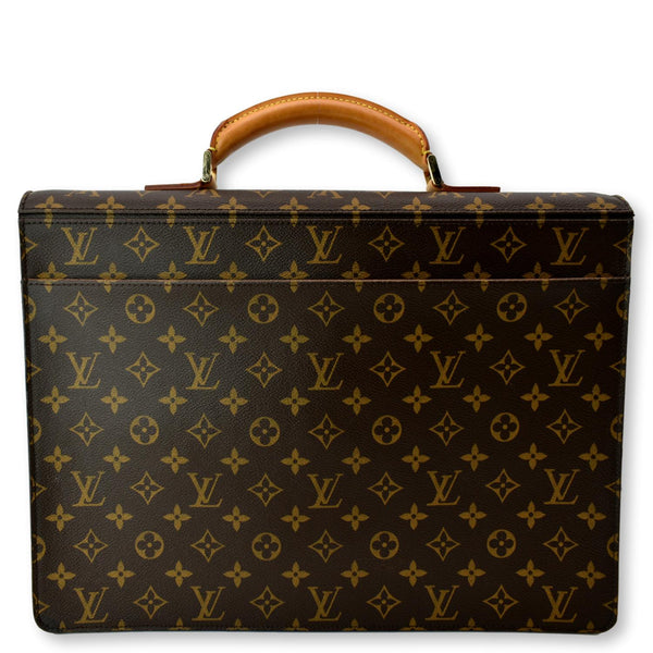 LOUIS VUITTON Robusto 1 Compartment Monogram Canvas Briefcase Travel Bag Brown