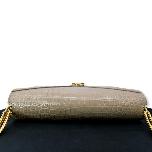 YVES SAINT LAURENT Cassandra Top Handle Embossed Shoulder Bag Beige