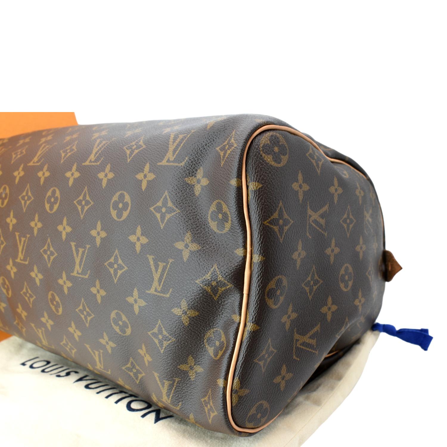 LOUIS Vuitton Brown Faux Leather LV Logo Speedy 35 Doctor Handbag