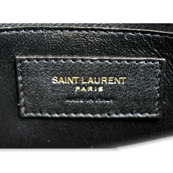 YVES SAINT LAURENT Cassandra Top Handle Embossed Shoulder Bag Beige