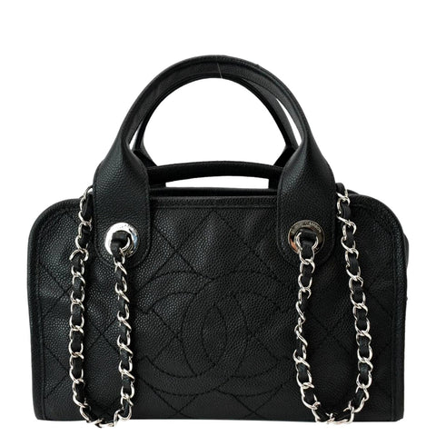 CHANEL Deauville Small Shopping Leather Tote Bag Black