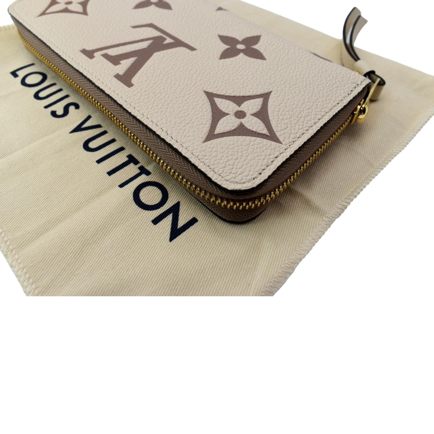 Louis Vuitton Brown Monogram Empreinte Zippy Wallet Beige Leather