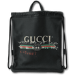 GUCCI Drawstring Print Leather Backpack Bag Black 494053