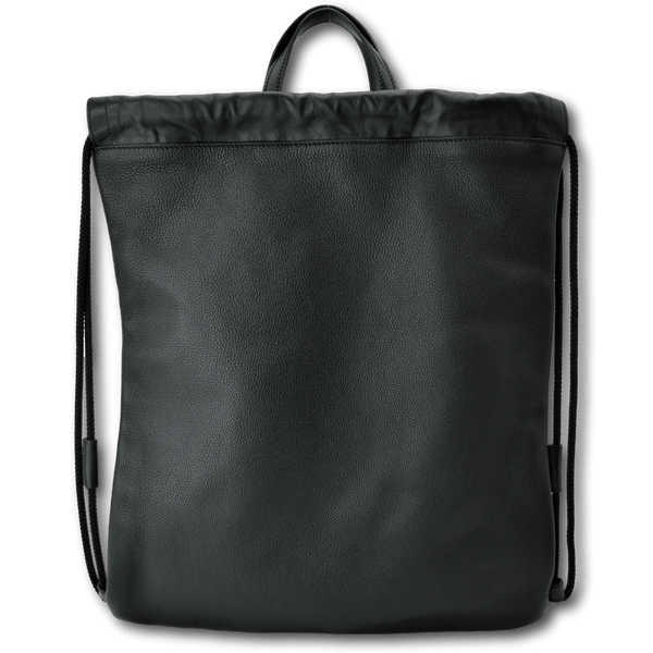GUCCI Drawstring Print Leather Backpack Bag Black 494053