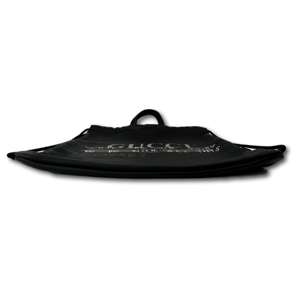 GUCCI Drawstring Print Leather Backpack Bag Black 494053