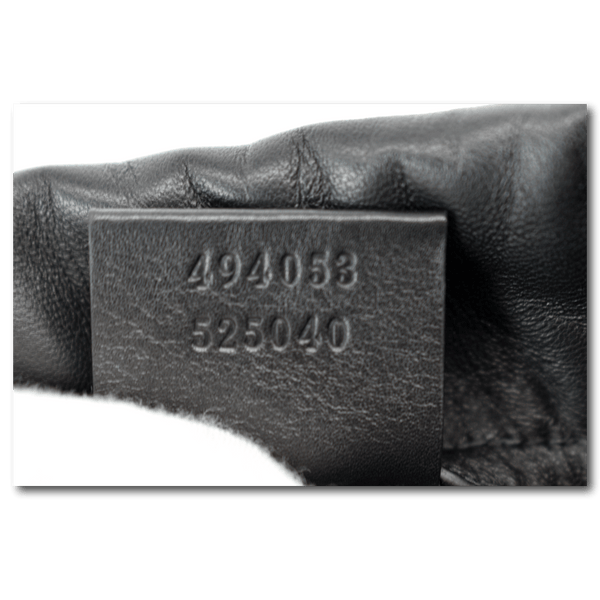 GUCCI Drawstring Print Leather Backpack Bag Black 494053