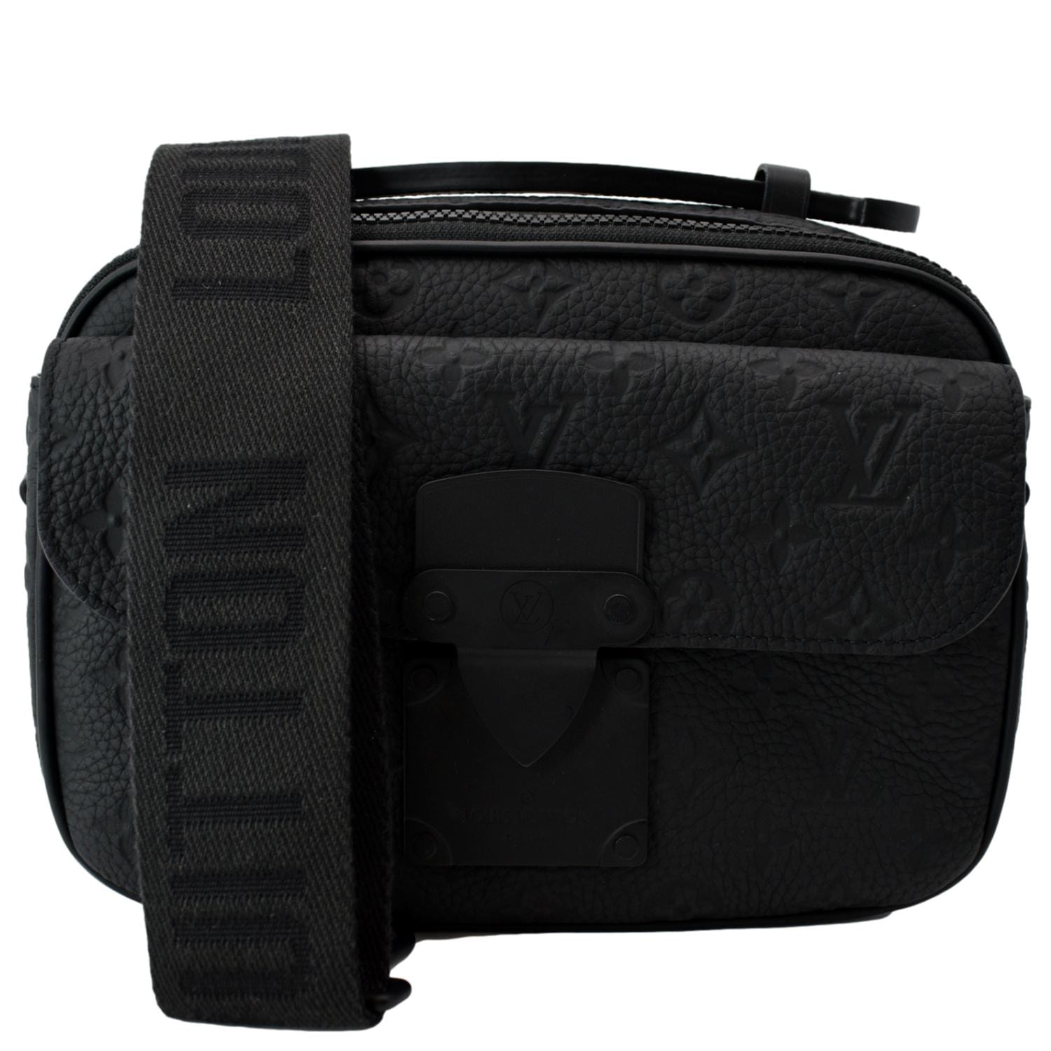 LOUIS VUITTON S-Lock Monogram Leather Crossbody Bag Black