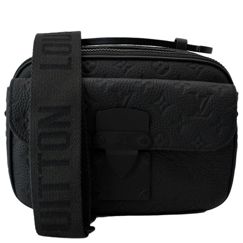 LOUIS VUITTON S-Lock Monogram Leather Crossbody Bag Black