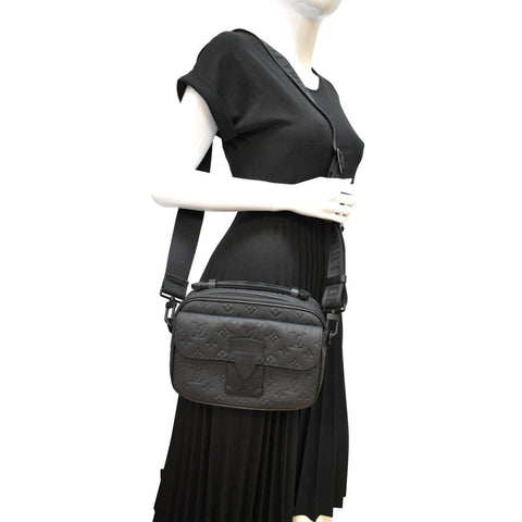LOUIS VUITTON S-Lock Monogram Leather Crossbody Bag Black