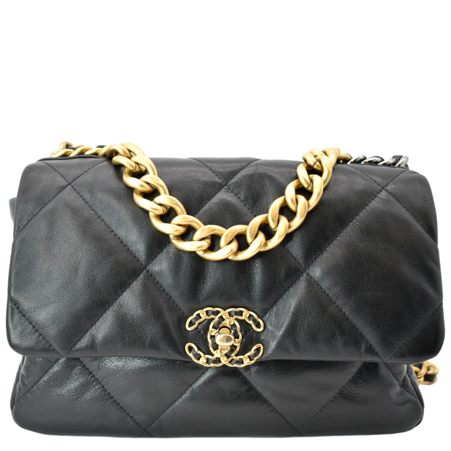 Black Quilted Lambskin Chocolate Bar Small Classic Single Flap Gold  Hardware, 2002-2003