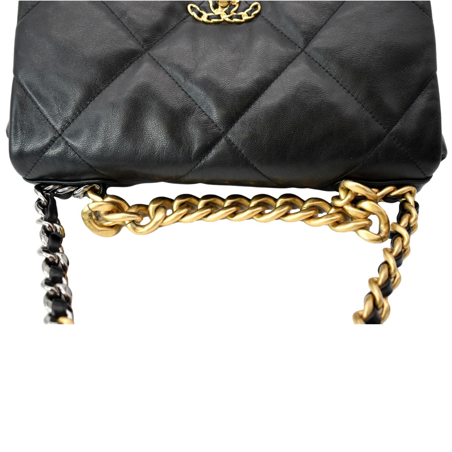 Chanel 19 Flap Bag Lambskin Gold/Ruthenium-tone Large Black in Lambskin  with Gold/Ruthenium-tone - US