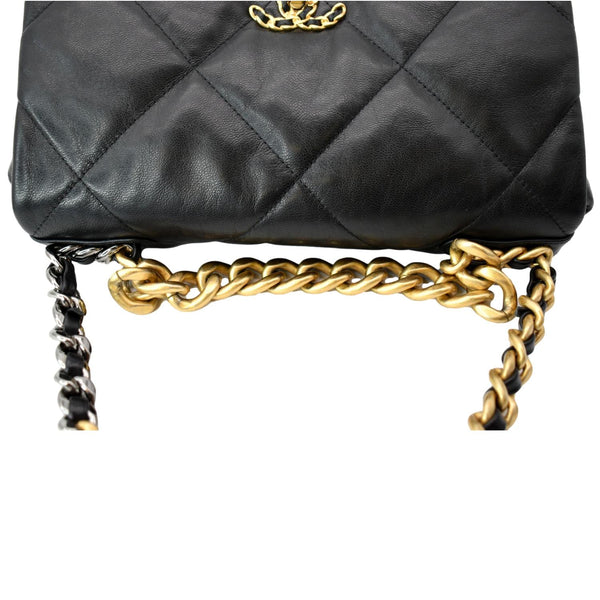 CHANEL 19 Large Flap Quilted Lambskin Leather Shoulder Bag Black - Hot Deals