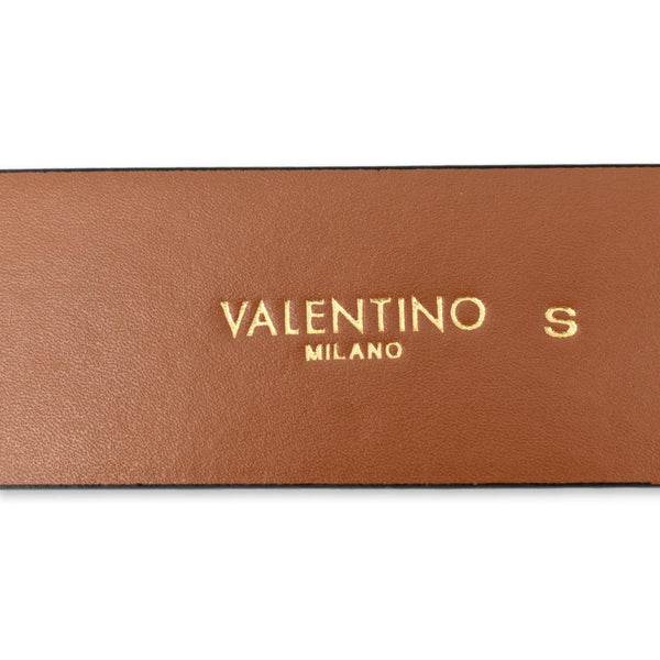 VALENTINO V Logo Leather Belt Brown Size Small